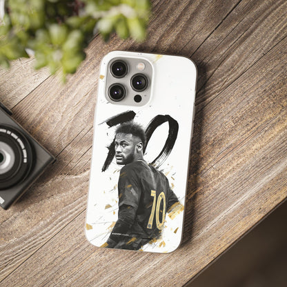 Neymar Jr #10 Artistic Gold Brushstroke iPhone Case – Premium Spigen Luxury Football Player Designer Phone Cover for iPhone 12, 13, 14, 15, 16 & 17 Series | Shockproof HD Printed Fan Edition Mobile Back Case