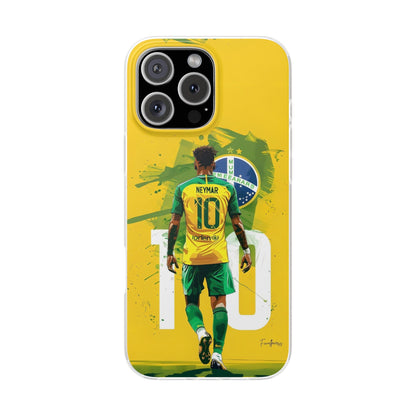 Neymar Jr Brazil Soccer iPhone Case – Premium Vibrant Yellow & Green National Team Edition Spigen Luxury Football Player Designer Phone Cover for iPhone 12, 13, 14, 15, 16 & 17 Series | Shockproof HD Printed Fan Case