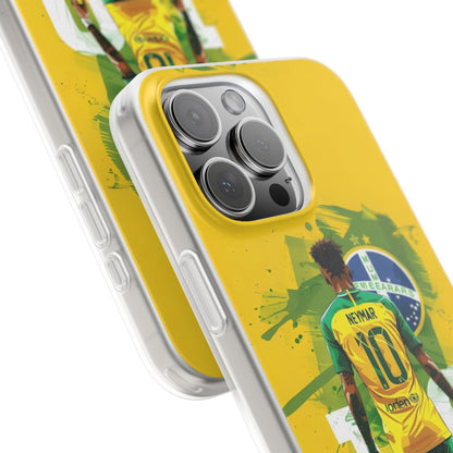 Neymar Jr Brazil Soccer iPhone Case – Premium Vibrant Yellow & Green National Team Edition Spigen Luxury Football Player Designer Phone Cover for iPhone 12, 13, 14, 15, 16 & 17 Series | Shockproof HD Printed Fan Case
