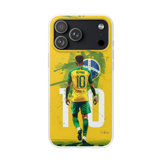 Neymar Jr Brazil Soccer iPhone Case – Premium Vibrant Yellow & Green National Team Edition Spigen Luxury Football Player Designer Phone Cover for iPhone 12, 13, 14, 15, 16 & 17 Series | Shockproof HD Printed Fan Case