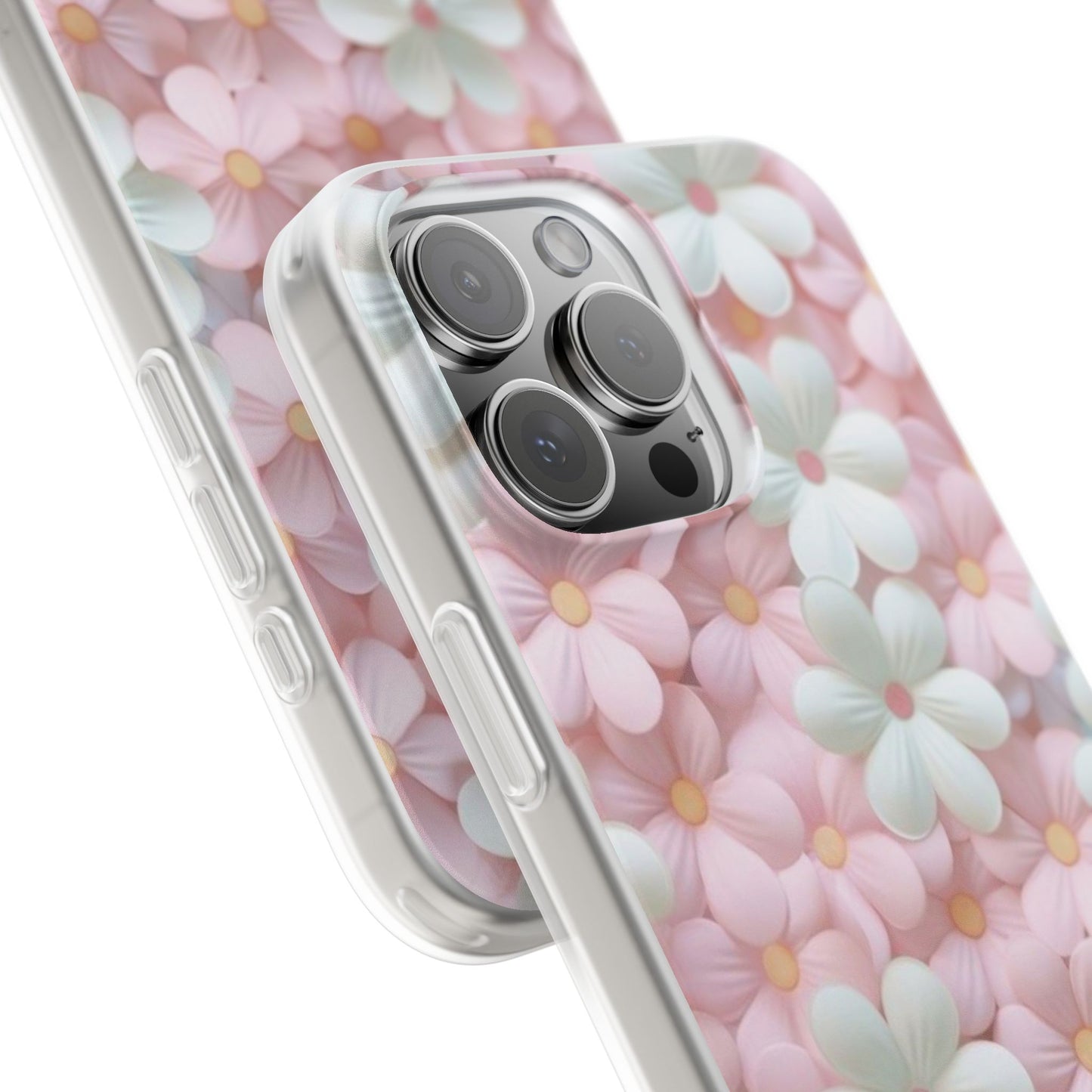 Pastel Floral Bloom Art iPhone Case – Premium Aesthetic Transparent Phone Cover for Girls | Spigen Luxury Stylish Artistic Designer Shockproof Protective Mobile Back Case for iPhone 12, 13, 14, 15, 16 & 17 Series