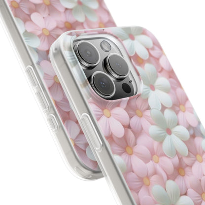 Pastel Floral Bloom Art iPhone Case – Premium Aesthetic Transparent Phone Cover for Girls | Spigen Luxury Stylish Artistic Designer Shockproof Protective Mobile Back Case for iPhone 12, 13, 14, 15, 16 & 17 Series