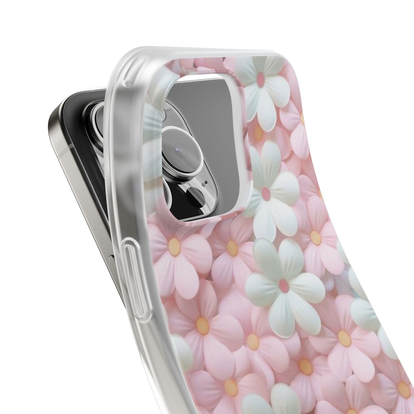 Pastel Floral Bloom Art iPhone Case – Premium Aesthetic Transparent Phone Cover for Girls | Spigen Luxury Stylish Artistic Designer Shockproof Protective Mobile Back Case for iPhone 12, 13, 14, 15, 16 & 17 Series