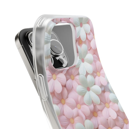 Pastel Floral Bloom Art iPhone Case – Premium Aesthetic Transparent Phone Cover for Girls | Spigen Luxury Stylish Artistic Designer Shockproof Protective Mobile Back Case for iPhone 12, 13, 14, 15, 16 & 17 Series