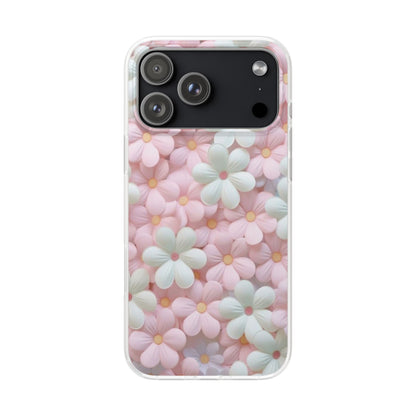 Pastel Floral Bloom Art iPhone Case – Premium Aesthetic Transparent Phone Cover for Girls | Spigen Luxury Stylish Artistic Designer Shockproof Protective Mobile Back Case for iPhone 12, 13, 14, 15, 16 & 17 Series