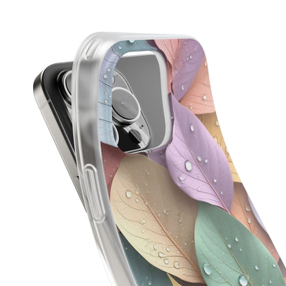 Pastel Leaves Artistic iPhone Case – Premium Spigen Pro Luxury Designer Phone Cover for Girls | Stylish Aesthetic HD Printed Transparent Shockproof Back Case for iPhone 12, 13, 14, 15, 16 & 17 Series