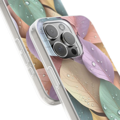 Pastel Leaves Artistic iPhone Case – Premium Spigen Pro Luxury Designer Phone Cover for Girls | Stylish Aesthetic HD Printed Transparent Shockproof Back Case for iPhone 12, 13, 14, 15, 16 & 17 Series