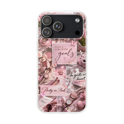 Pink Collage Inspirational Quote Printed iPhone Case – Premium Aesthetic Motivational Phone Cover for Girls | Spigen Luxury Stylish Designer Shockproof Protective Mobile Back Case for iPhone 12, 13, 14, 15, 16 & 17 Series