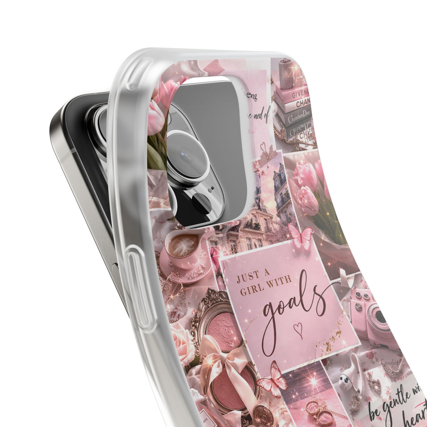 Pink Collage Inspirational Quote Printed iPhone Case – Premium Aesthetic Motivational Phone Cover for Girls | Spigen Luxury Stylish Designer Shockproof Protective Mobile Back Case for iPhone 12, 13, 14, 15, 16 & 17 Series
