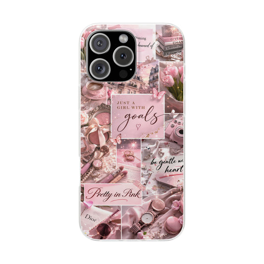 Pink Collage Inspirational Quote Printed iPhone Case – Premium Aesthetic Motivational Phone Cover for Girls | Spigen Luxury Stylish Designer Shockproof Protective Mobile Back Case for iPhone 12, 13, 14, 15, 16 & 17 Series