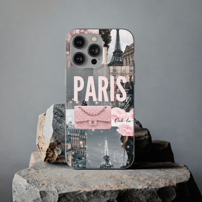 Paris Aesthetic Collage iPhone Case – Premium Spigen Luxury Fashion Designer Phone Cover for Girls | Stylish Fancy HD Printed Protective Back Case for iPhone 12, 13, 14, 15, 16 & 17 Series