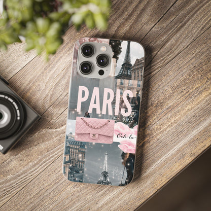 Paris Aesthetic Collage iPhone Case – Premium Spigen Luxury Fashion Designer Phone Cover for Girls | Stylish Fancy HD Printed Protective Back Case for iPhone 12, 13, 14, 15, 16 & 17 Series