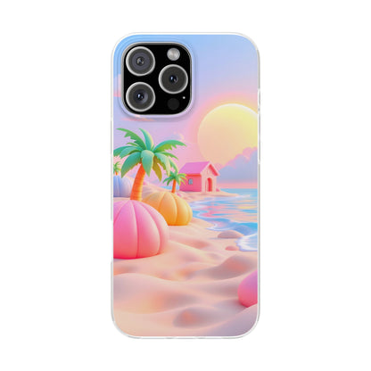 Pastel Beach Paradise iPhone Case – Premium Spigen Luxury Aesthetic Summer Designer Phone Cover for Girls & Women | Stylish Fancy HD Printed Shockproof Max Series Back Case for iPhone 12, 13, 14, 15, 16 & 17 Series
