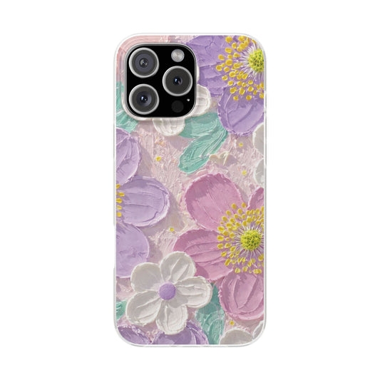 Pastel Floral Embossed iPhone Case – Premium Luxury Printed Phone Cover for Girls | Spigen Stylish Aesthetic Designer Shockproof Protective Back Case for iPhone 12, 13, 14, 15, 16 & 17 Series