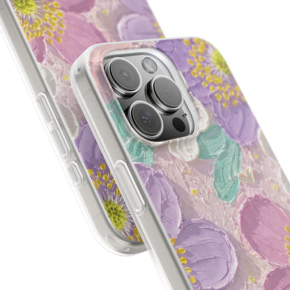Pastel Floral Embossed iPhone Case – Premium Luxury Printed Phone Cover for Girls | Spigen Stylish Aesthetic Designer Shockproof Protective Back Case for iPhone 12, 13, 14, 15, 16 & 17 Series