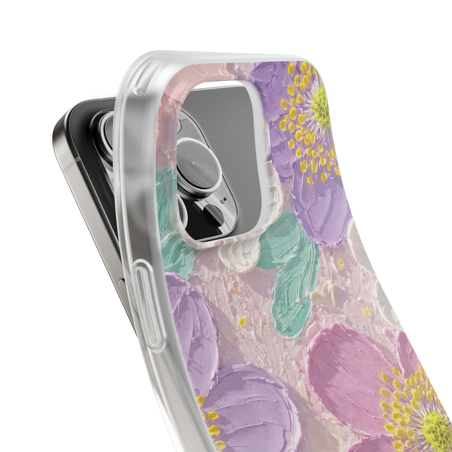 Pastel Floral Embossed iPhone Case – Premium Luxury Printed Phone Cover for Girls | Spigen Stylish Aesthetic Designer Shockproof Protective Back Case for iPhone 12, 13, 14, 15, 16 & 17 Series