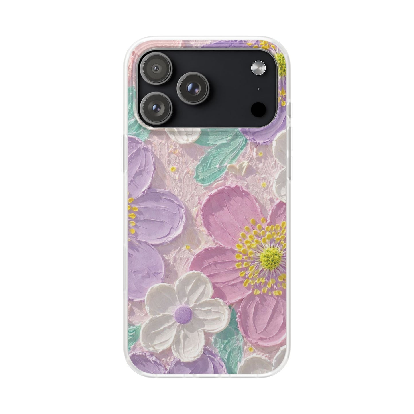 Pastel Floral Embossed iPhone Case – Premium Luxury Printed Phone Cover for Girls | Spigen Stylish Aesthetic Designer Shockproof Protective Back Case for iPhone 12, 13, 14, 15, 16 & 17 Series