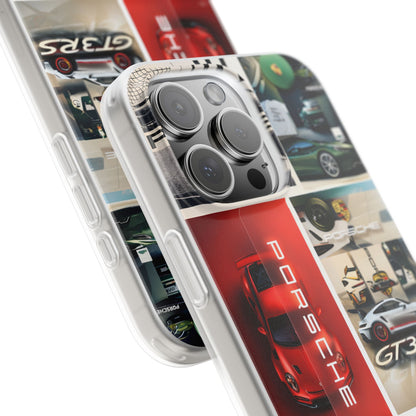 Porsche 911 GT3 RS Collage Printed iPhone Case – Premium Luxury Sports Car Phone Cover for Boys, Men & Girls | Spigen Stylish Aesthetic Designer Shockproof Protective Mobile Back Case for iPhone 12, 13, 14, 15, 16 & 17 Series