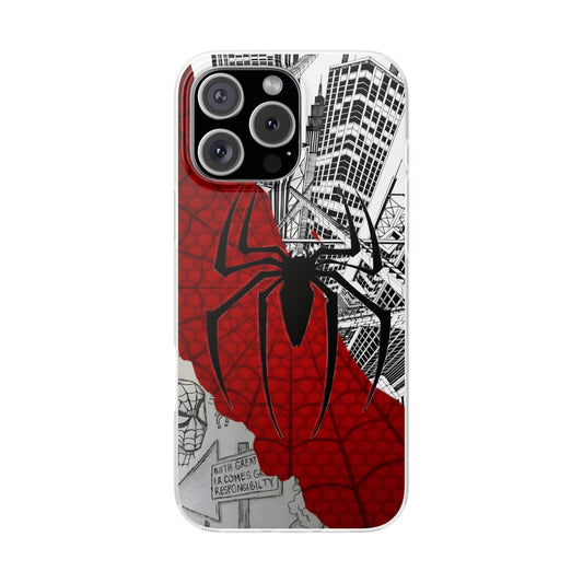 Spider-Man Spider Web City iPhone Case – Premium Marvel Superhero Phone Cover for Boys & Girls | Spigen Luxury Stylish Aesthetic Designer Shockproof Protective Mobile Back Case for iPhone 12, 13, 14, 15, 16 & 17 Series