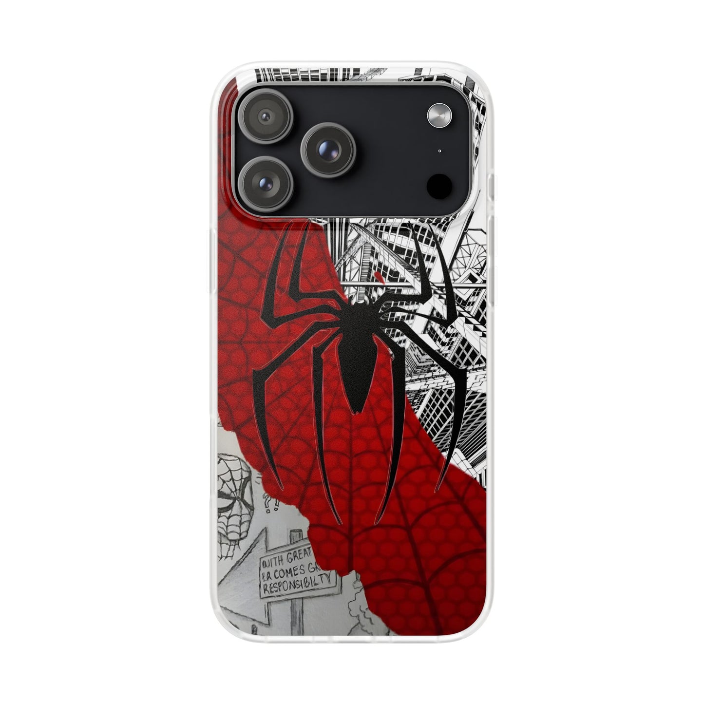 Spider-Man Spider Web City iPhone Case – Premium Marvel Superhero Phone Cover for Boys & Girls | Spigen Luxury Stylish Aesthetic Designer Shockproof Protective Mobile Back Case for iPhone 12, 13, 14, 15, 16 & 17 Series