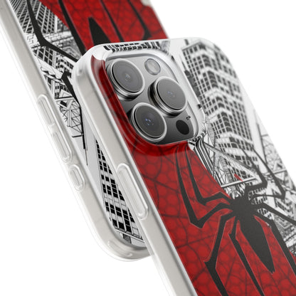 Spider-Man Spider Web City iPhone Case – Premium Marvel Superhero Phone Cover for Boys & Girls | Spigen Luxury Stylish Aesthetic Designer Shockproof Protective Mobile Back Case for iPhone 12, 13, 14, 15, 16 & 17 Series