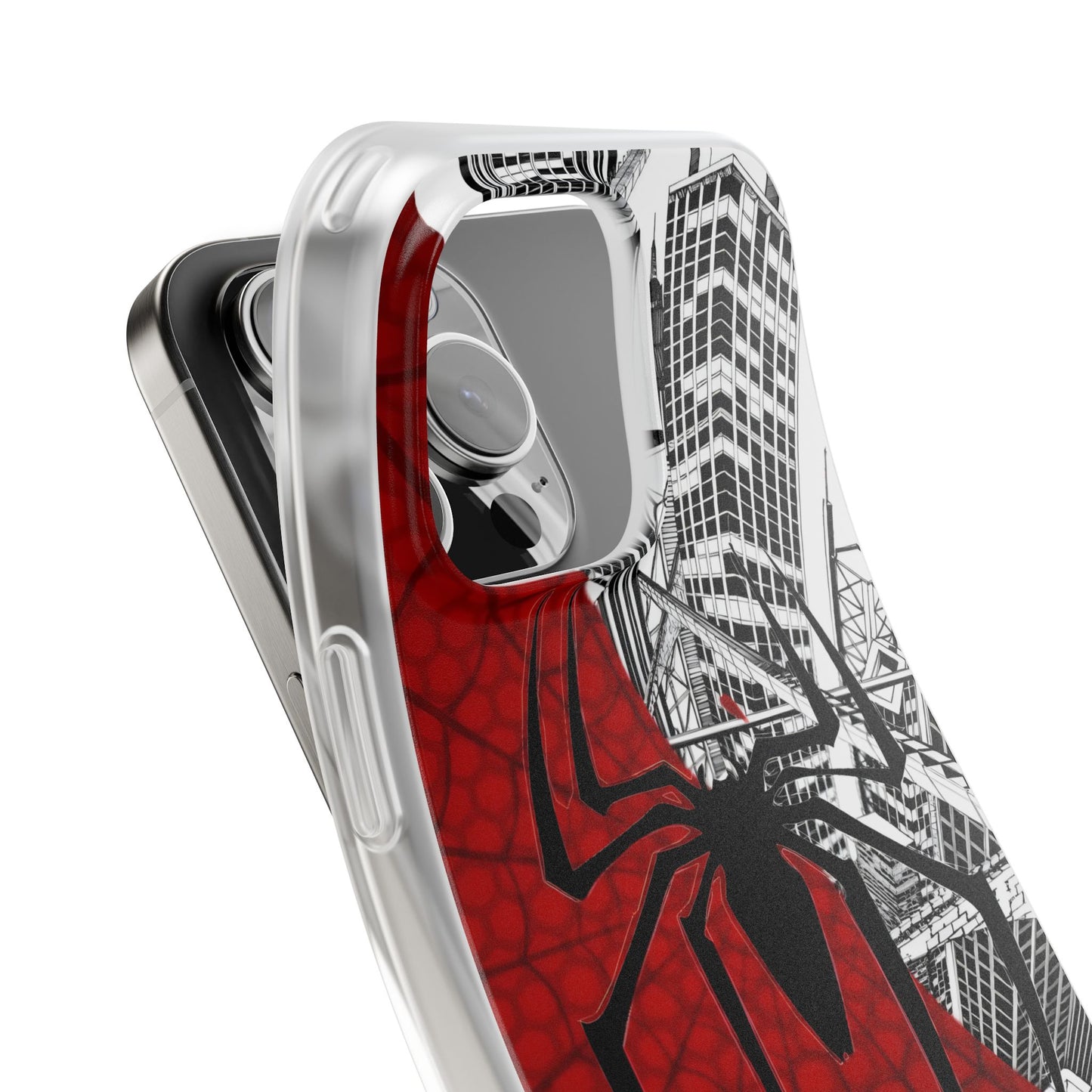Spider-Man Spider Web City iPhone Case – Premium Marvel Superhero Phone Cover for Boys & Girls | Spigen Luxury Stylish Aesthetic Designer Shockproof Protective Mobile Back Case for iPhone 12, 13, 14, 15, 16 & 17 Series