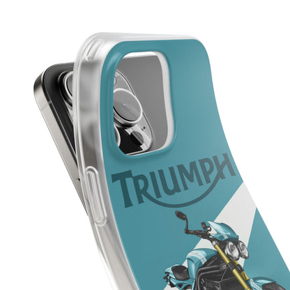 Triumph Motorcycle Printed iPhone Case – Premium Sports Bike Designer Phone Cover for Boys & Girls | Spigen Luxury Stylish Aesthetic Shockproof Protective Back Case for iPhone 12, 13, 14, 15, 16 & 17 Series