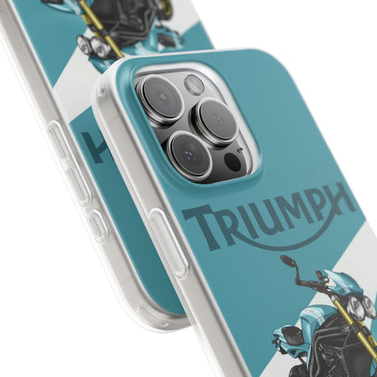 Triumph Motorcycle Printed iPhone Case – Premium Sports Bike Designer Phone Cover for Boys & Girls | Spigen Luxury Stylish Aesthetic Shockproof Protective Back Case for iPhone 12, 13, 14, 15, 16 & 17 Series