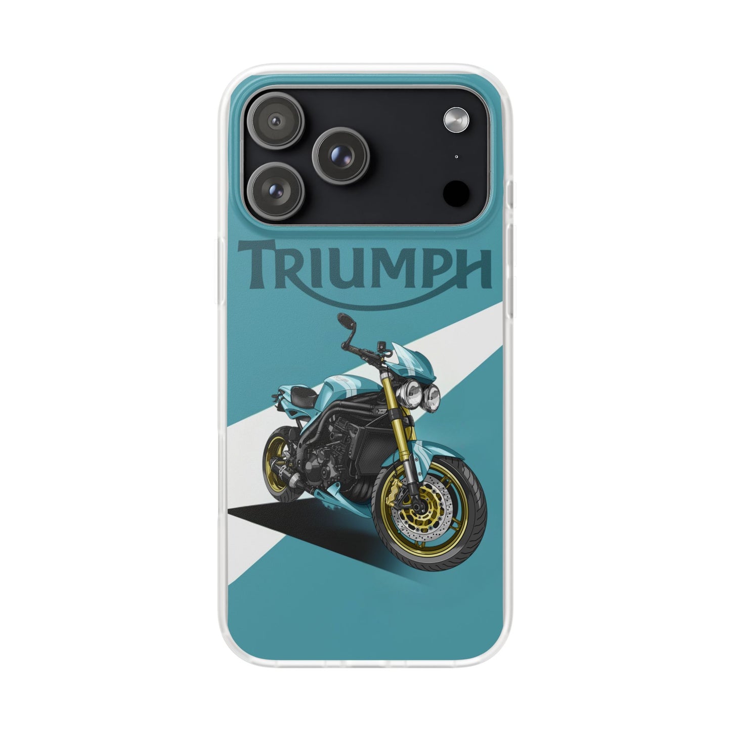 Triumph Motorcycle Printed iPhone Case – Premium Sports Bike Designer Phone Cover for Boys & Girls | Spigen Luxury Stylish Aesthetic Shockproof Protective Back Case for iPhone 12, 13, 14, 15, 16 & 17 Series
