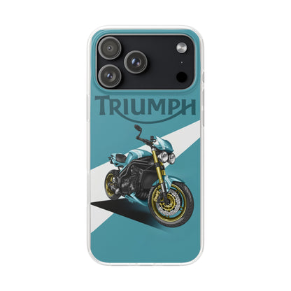 Triumph Motorcycle Printed iPhone Case – Premium Sports Bike Designer Phone Cover for Boys & Girls | Spigen Luxury Stylish Aesthetic Shockproof Protective Back Case for iPhone 12, 13, 14, 15, 16 & 17 Series