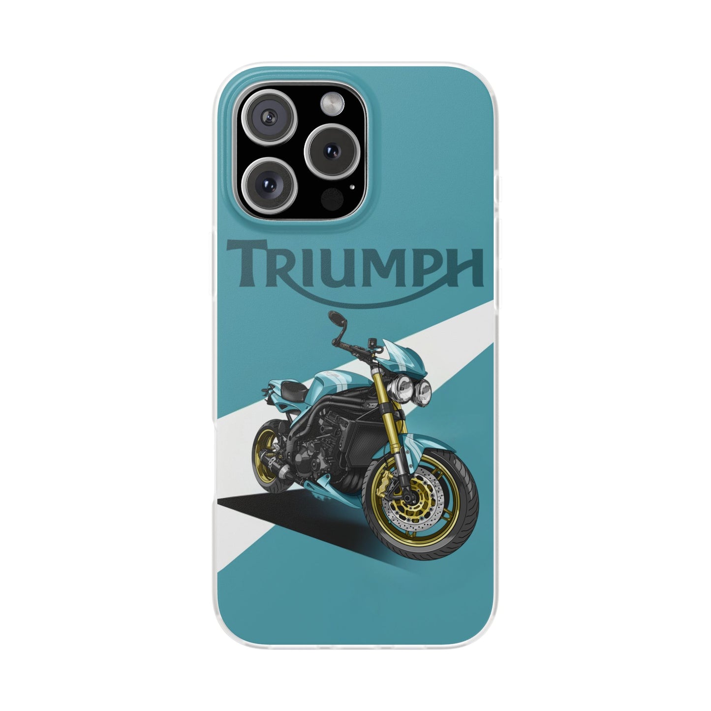 Triumph Motorcycle Printed iPhone Case – Premium Sports Bike Designer Phone Cover for Boys & Girls | Spigen Luxury Stylish Aesthetic Shockproof Protective Back Case for iPhone 12, 13, 14, 15, 16 & 17 Series