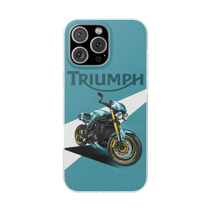 Triumph Motorcycle Printed iPhone Case – Premium Sports Bike Designer Phone Cover for Boys & Girls | Spigen Luxury Stylish Aesthetic Shockproof Protective Back Case for iPhone 12, 13, 14, 15, 16 & 17 Series