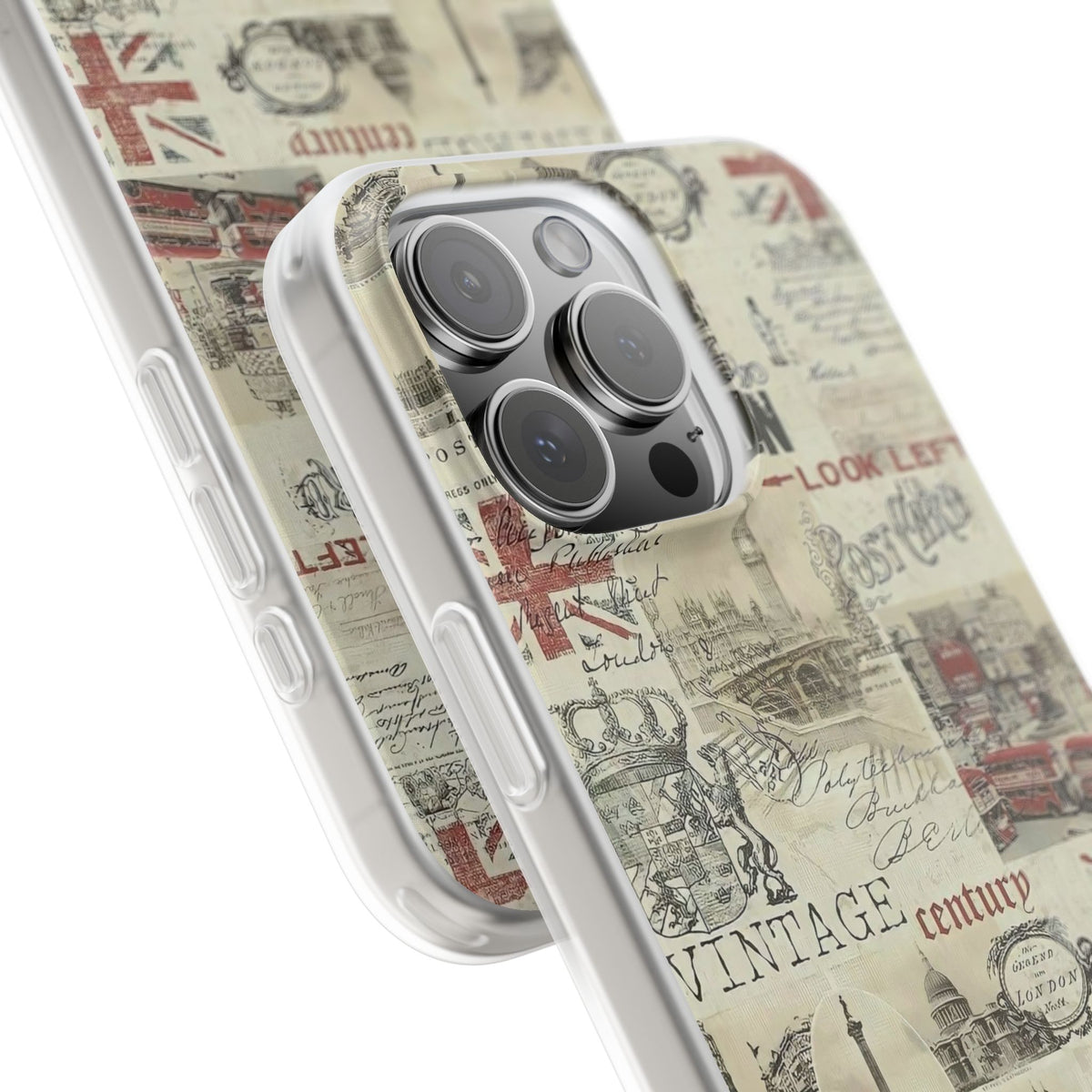 Vintage London iPhone Case – Luxury Artistic Printed Phone Cover | Stylish Aesthetic Transparent Shockproof Back Case for iPhone 12–17 Series