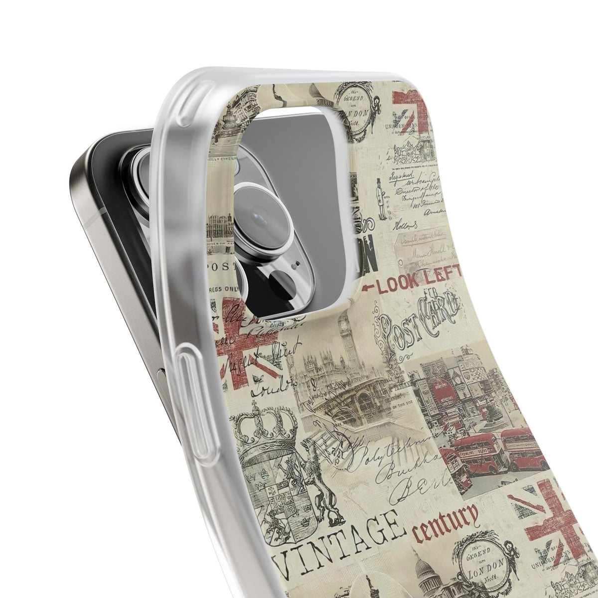 Vintage London iPhone Case – Luxury Artistic Printed Phone Cover | Stylish Aesthetic Transparent Shockproof Back Case for iPhone 12–17 Series